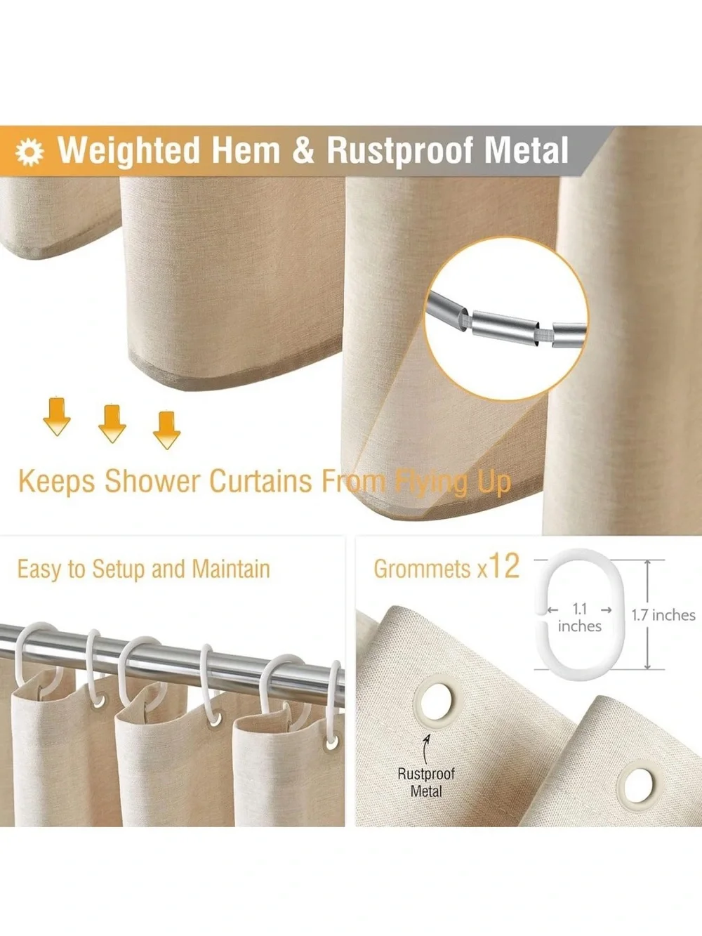 Neutral Eyelet Curtain Panels - Light Linen Look